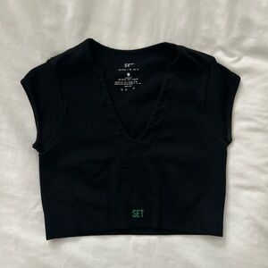 SOLD SET Active Black Fitted Crop Tank Top